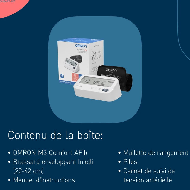 OMRON M3 Comfort AFib - Automatic Upper Arm Blood Pressure Monitor, Atrial Fibrillation Detection + IntelliWrap Cuff, Triple Measurement, 2× Memory - Perfect for Home & Prevention
