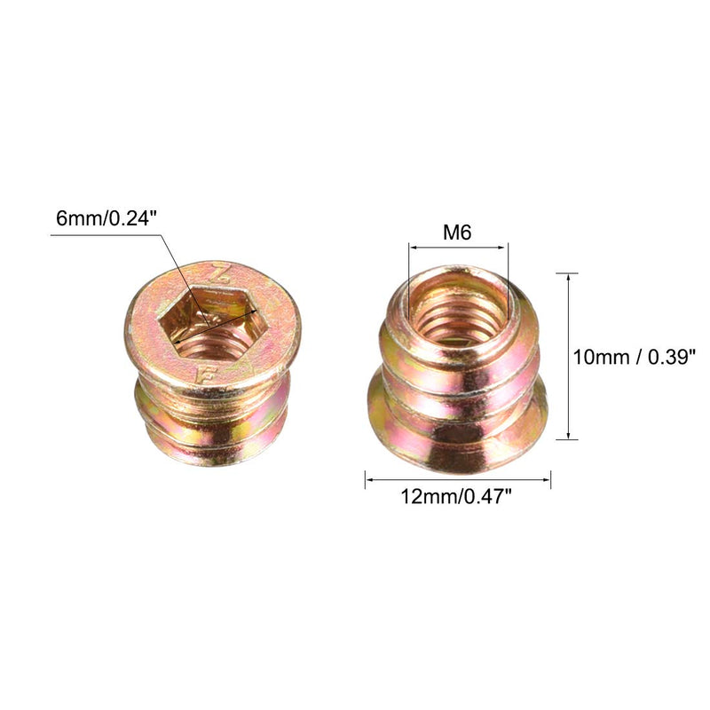 [Australia - AusPower] - uxcell Wood Furniture M6x10mm Threaded Insert Nuts Interface Hex Socket Drive 20pcs 