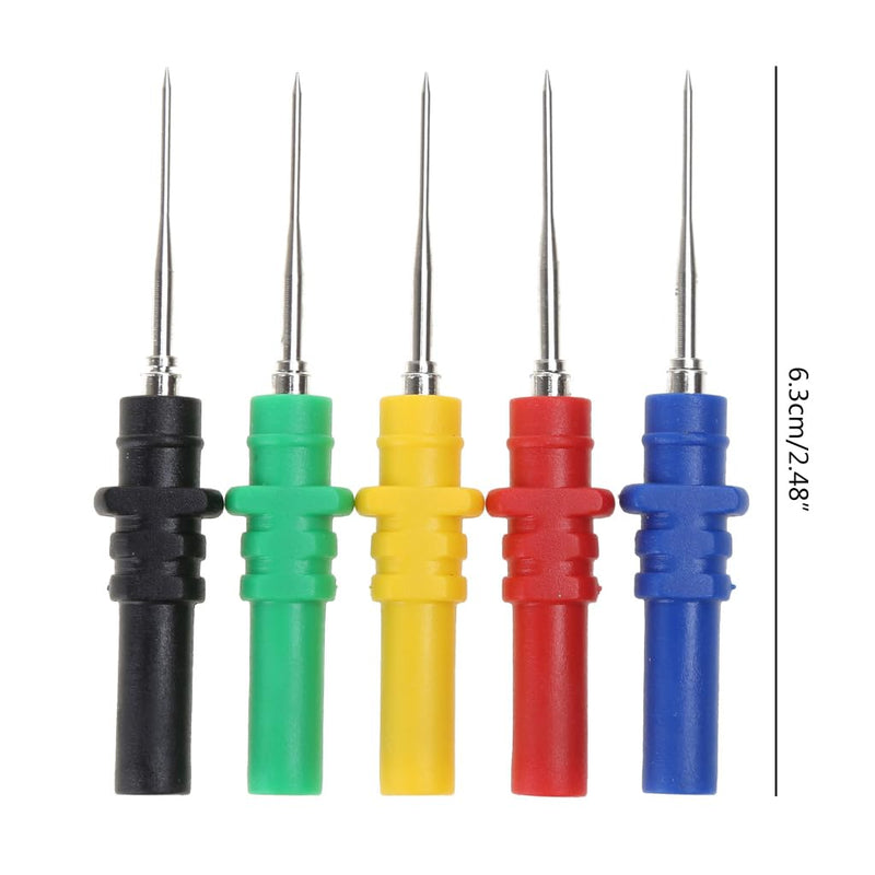 [Australia - AusPower] - 5pcs Test Back Probe Pin,Non-Destructive Pin Test Probes Pin Insulation Piercing Needle Multimeter Test Probe 