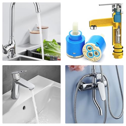Set of 2 Ceramic Cartridge 35 mm, Cartridge Tap 121894, Mixer Tap Cartridge, for Single-Lever Fittings, Replacement Parts Cartridge for Tap, Bathroom, Kitchen Tap and Washbasin Tap 35mm 2 Pieces