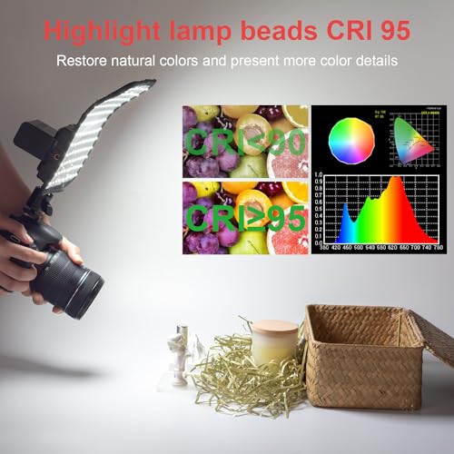 Fomito Foldable Flexible LED Video Light Panel, Dimmable On-Camera Soft Lighting,5600K CRI95, Splash-Proof for Studio Photography, Video Recording, Live Streaming, RX-8Ts Kit 5600K
