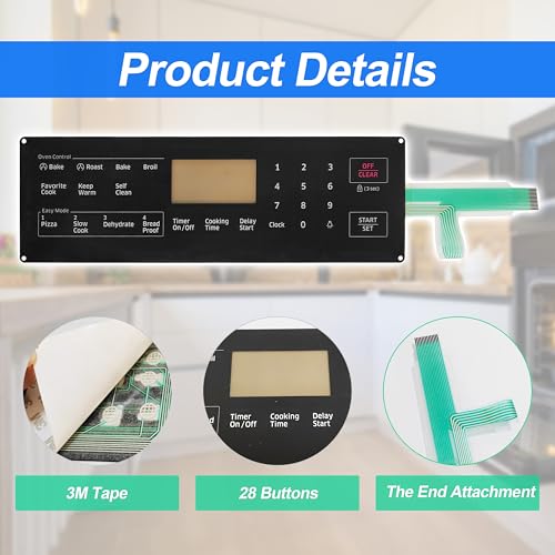 DG34-00027B Membrane Switch Touchpad Compatible with Samsung Range Oven
