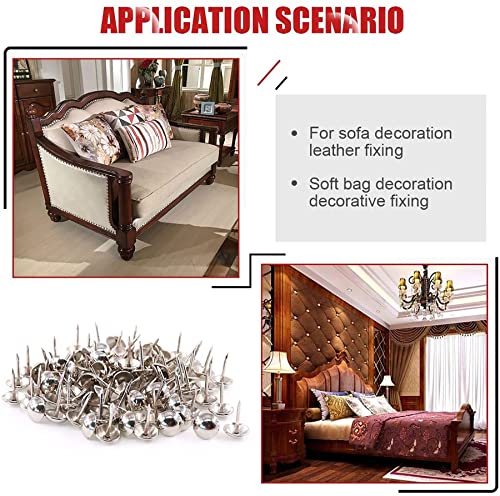 QZOOVNJ 3/4-inch antique silver upholstery nail pins and furniture thumb tacks assortment, 100-piece kit