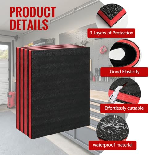 UroLrHi 7-pack tool box foam inserts, 14 x 12 x 1 inch, black protective liners