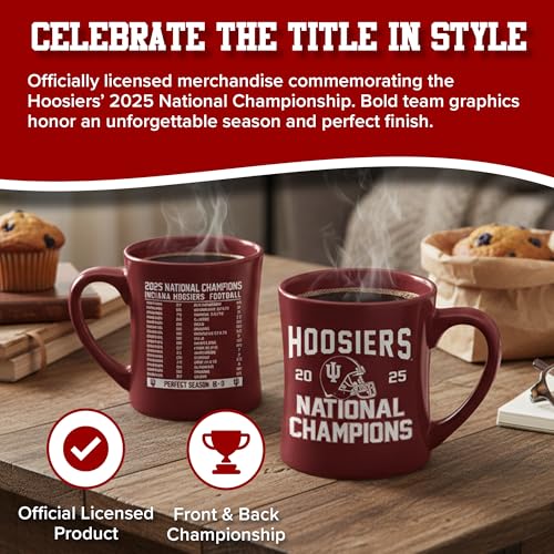 Indiana Hoosiers 2025 National Champions Ceramic Sculpted Mug 16oz Crimson Mug