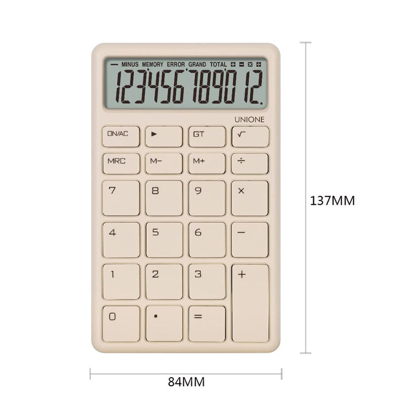 [Australia - AusPower] - Pocket & Desktop Beige Calculator with a Bright LCD, Dual Power Handheld Desktop. Color. Business, Office, High School 