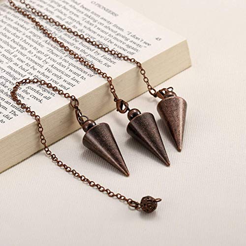 Top Plaza Bundle – 2 Items: Bronze Metal Copper Spiritual Point Pendulum for Divination Healing & 7 Chakra Natural Healing Crystal Stone Pendant Necklace