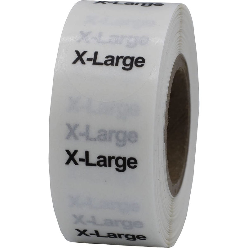 Clear Circle X-Large Clothing Size Stickers - 3/4 Inch Round, 500 Adhesive Labels Per Roll for Retail, Apparel, and Inventory Management - Made in the USA