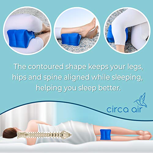 Circa Air Inflatable Knee Pillow for Side Sleepers - Orthopedic Knee Pillows for Sleeping, Sciatica Relief, Back Pain, Leg Pain, Hip or Joint Pain. Weighs Only 1.98 Oz Perfect for Travel/Home Blue
