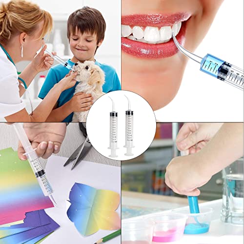 Pack of 15 Disposable Dental Syringe 12 ml with Curved Tip for Dental Care, Pet Care, Glue Filling, Laboratory