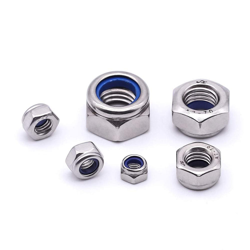[Australia - AusPower] - M10-1.5 (10 pcs) Nylon Insert Hex Lock Nuts 304 Stainless Steel 18-8 Locknut, Bright Finish, DIN985 M10-1.5 10 