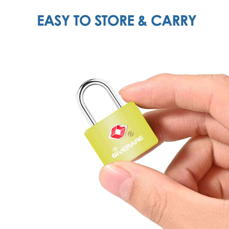 [Australia - AusPower] - 4 PACK TSA Approved Travel Luggage Locks with Keys, Solid Brass Copper Keyed Padlock, ABS Plastic Covered Small Locks for Suitcase, Backpack, Gym Locker, Jewelry Box-by GIVERARE 