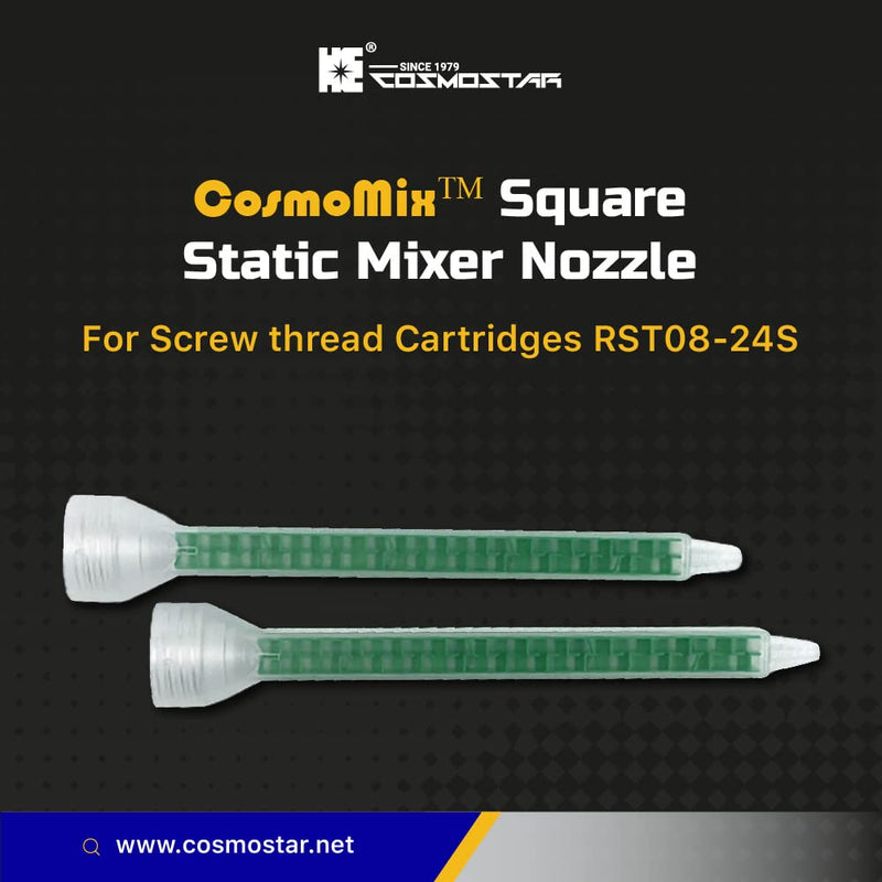 [Australia - AusPower] - COSMOSTAR CosmoMix Square Static Mixer Nozzle Tube Tip, Epoxy Resin Adhesive Mixing Nozzle Tip, Static Mixer Plastic Resin Mixing for AB Glue Acrylic Adhensive (RST08-24S -10 pcs) RST08-24S 
