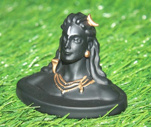 Polyrasin India First Yogi Lord Adiyogi Shiva (Mahadev) Matte Black Sculptures Statue Idol Car Dashboard | Home Décor | Office Table (Small) Small