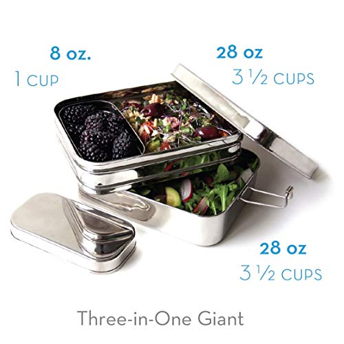 ECOlunchbox Three-in-One Giant Stainless Steel Bento Box (49 oz) – 3-Piece