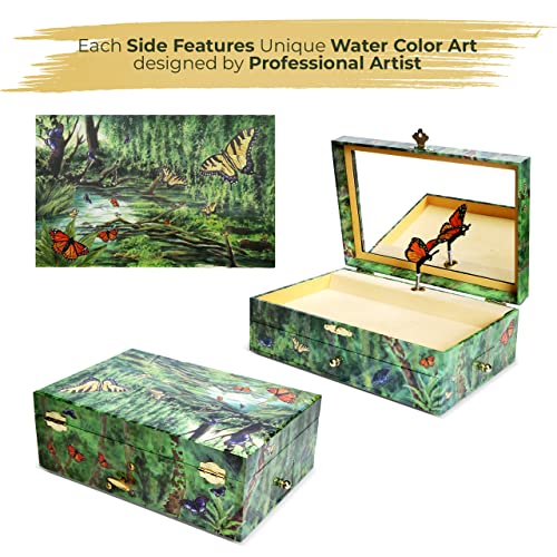 Enchantmints Musical Butterfly Jewelry Box Butterfly Spins to Music 3 Pullout Drawers