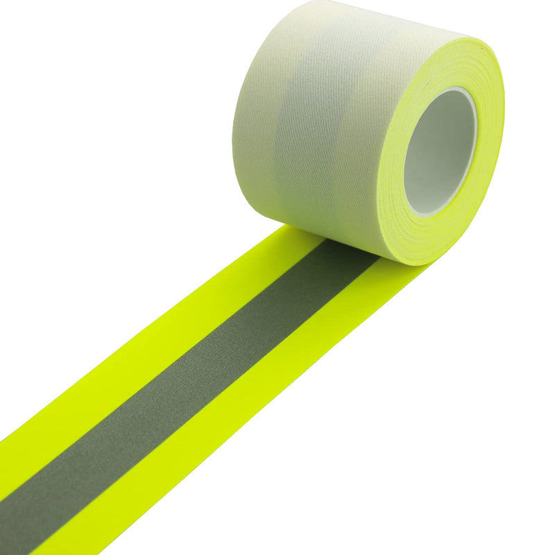 2" x 16' High Visibility Fluorescent Yellow Reflective Flame Fire Retardant FR Fabric Tape Sew on 50mmx5m