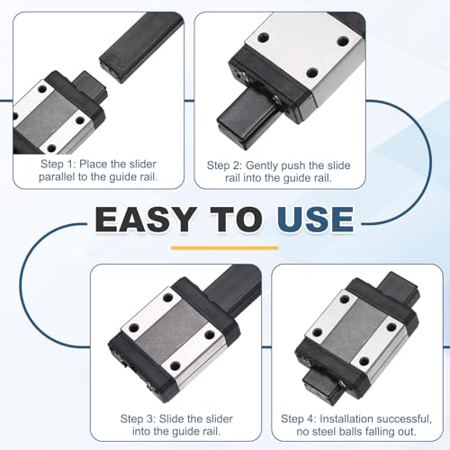 sourcing map 2Pcs MGN9H Linear Bearing Sliding Carriage Block with Mini Guide and Wrench for 9mm Linear Motion Slide Rail Guide, 3D Printer, CNC Machine 2