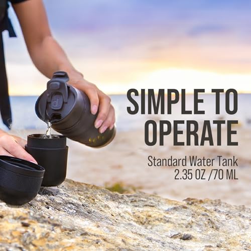 Wacaco Minipresso GR, Portable Espresso Machine, Compatible Ground Coffee, Hand Coffee Maker, Travel Gadgets, Manually Operated, Perfect for Camping, Hiking Black