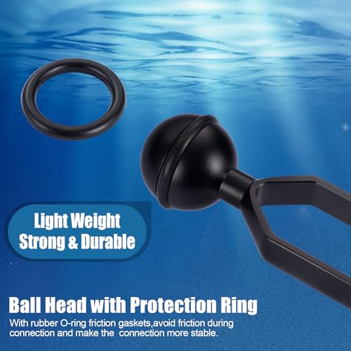 2Pcs 9" Double Ball Extension Arm Aluminum Alloy for Underwater Lighting