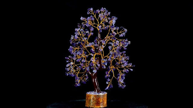 YATSKIA Amethyst Crystals Tree of Life - Spiritual Decor - Good Luck Gifts - Meditation Accessories - Chakra Stones - Money Tree - House Warming Gifts for Home Purple