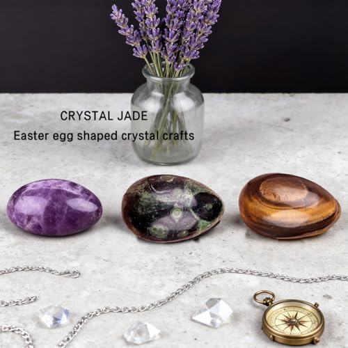 1pc Natural Multi-Material Uni Egg - Anxiety Relief Meditation Reiki Balancing Easter Decor, Crystal- for Jewelry Making, Home Decor, Spiritual Practices, Unique Design, Natural Stone Bead 04