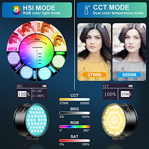 GVM RGB Video Light 3000mAh Rechargeable LED Lighting CRI 97+RGB+Bi-Color Double Sided LED Photography Light 2700K-6500K 360°Full Color Double Sided led Video Light for Photography, Vlogging gvm led light