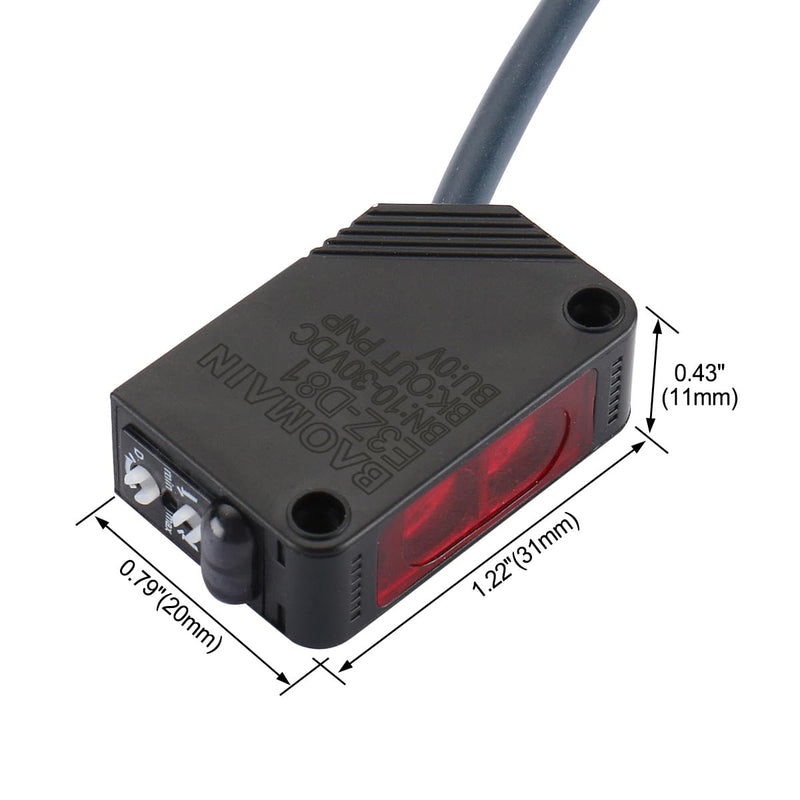 [Australia - AusPower] - Baomain Diffuse Reflection Photoelectric Sensor Switch E3Z-D81, PNP Output, 30-100mm, DC 10-30V, 200mA, Work for Machine Tools Metallurgy, Chemicals, Automatic Doors 