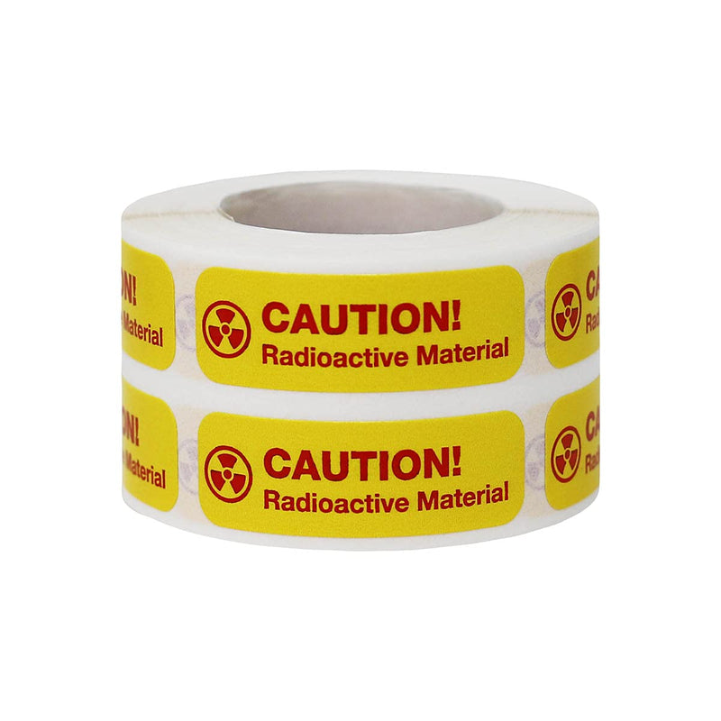 Caution Radioactive Material Medical Healthcare Labels, 0.5 x 1.5 Inch Rectangle, 500 Total per Roll