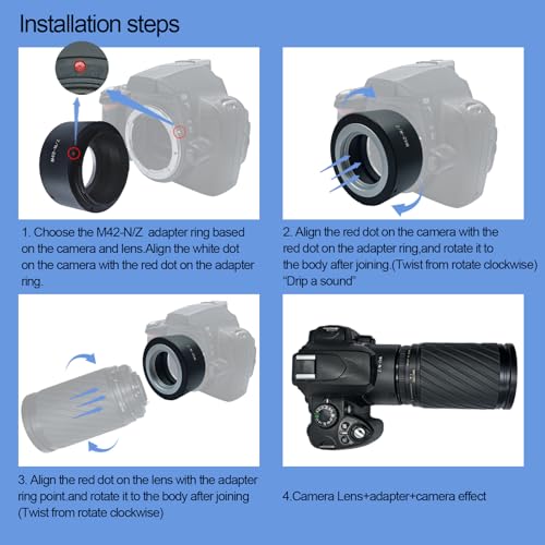 M42 to Nik Z Lens Adapter, M42 (42x1mm) Screw Mount Lens Compatible with Nik Z Mount Z6 Z7 Z50 Full Frame Camera