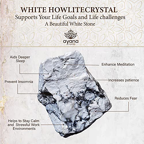 Ayana Crystals White Howlite Necklace – Calm & Clarity in a Crystal Pendant – Handcrafted Hexagonal Reiki Jewelry on Adjustable Cord