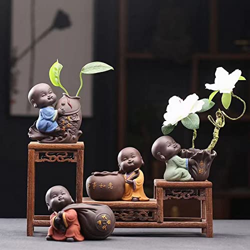 Creative Simple Ceramic no Phase Buddha Figure Monk hydroponic Flower Arrangement Device Home Office Desktop Small Ornaments (蓝色)