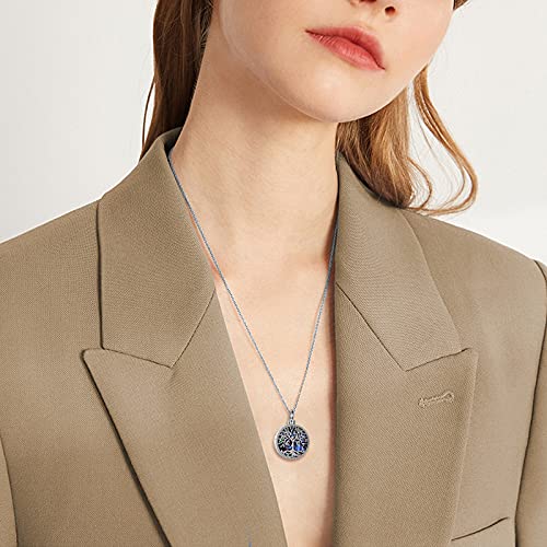 YAFEINI Tree of Life Locket Necklace 925 Sterling Silver Family Tree of Life Abalone/Mother of Pearl Locket Necklace that Holds Pictures for Women Jewelry