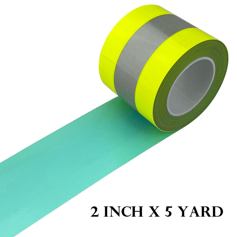 High Visibility Reflective Heat Transfer Vinyl Iron On Tape for Clothing 2in x 5yd (Fluorescent Yellow/Silver) Fluorescent yellow/silver