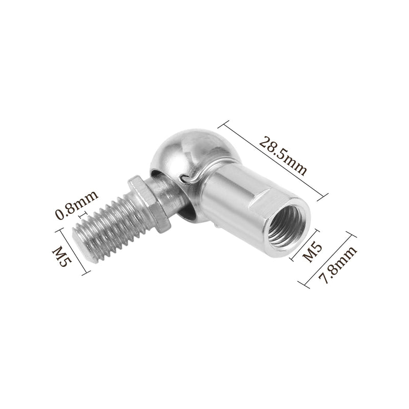 [Australia - AusPower] - 4pcs CS8 Angle Ball Joint - [M5x0.8 Right Female Thread, M5x0.8 Right Male Thread] Gas Spring Elbow Joint Fitting for Automotive, Hinged Door, Cupboard 