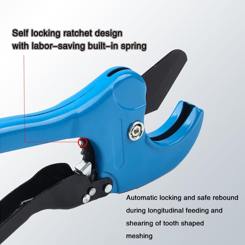 Succulent The Ratcheting PVC Pipe Cutter, Up to 2-1/2", Ratchet Pipe Cutter Heavy-Duty, Pex Cutting Tool for Cutting PEX, PVC, PPR Plastic Hoses and Plumbing Pipe，Comes with deburring tool and gloves
