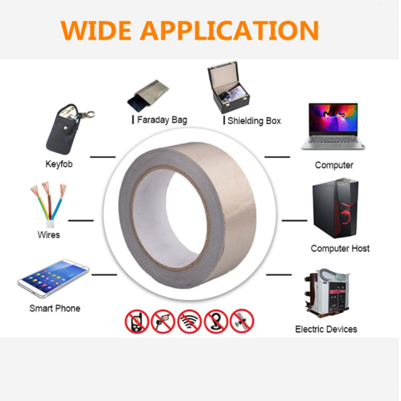 [Australia - AusPower] - Faraday Cloth Tape Double Conductive Cloth Adhesive Tape for EMI Shielding, Wire Harness Wrap, Grounding, Guitar Interference Signal Blocking, Electrical Repair (1 in x 66 FT) 1 IN x 66 FT 