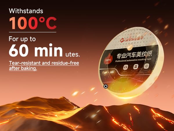 Automotive White Masking Tape - Heat Resistant to 100°C/212°F for 60 Min - Leaves Crisp Paint Lines & No Residue - Repositionable - 17mm x 50m Painters Tape - Single Roll