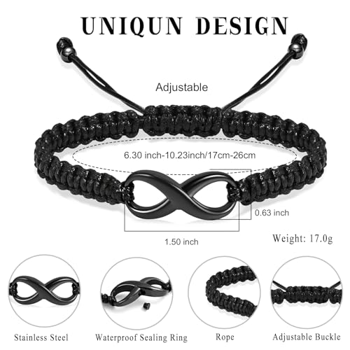 Minicremation Cremation Bracelet for Ashes Infinity Memorial Jewelry Urn Bracelet Braided Rope Adjustable Keepsake Bangle for Women Men Black