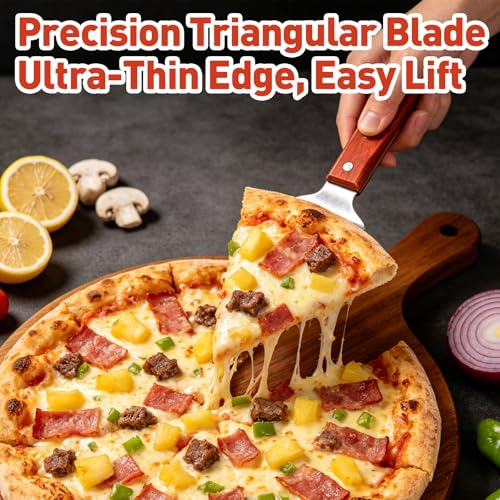 25 Pack 10.3 Inch Stainless Steel Pie Server Spatulas, Wooden handle Red