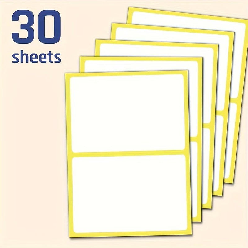 30 Sheets of Stickers, 3.07x4.65 Inch Price Labels, Self-Adhesive Folder Label Sticker, Matte White 1 Sheet/2pcs