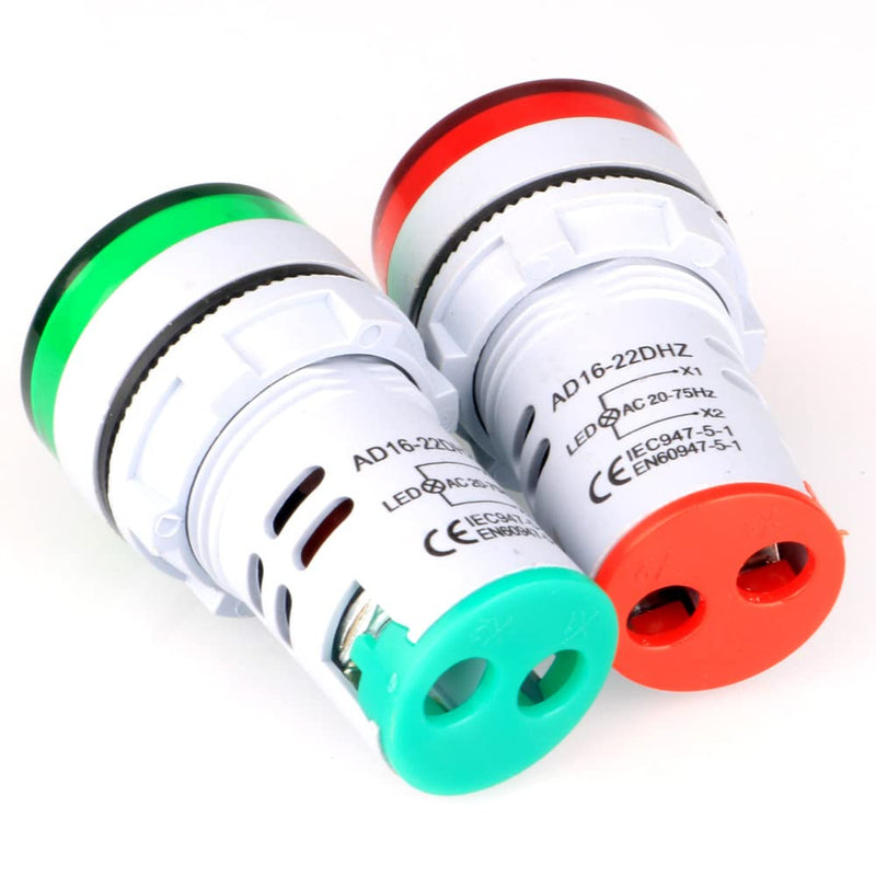 [Australia - AusPower] - Gebildet AC Frequency Meter, AC 24-500V 20-75Hz Frequency Counter Pack of 2, Green Red LED Signal Indicator Lamp Hzmeter 