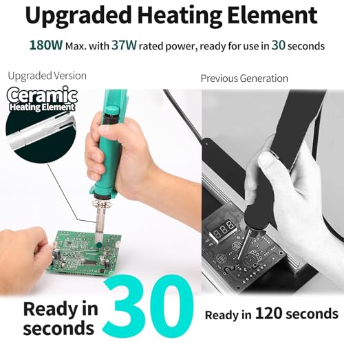 YIHUA 929D-VI Temperature-Controlled Electric Desoldering Iron with Improved Performance, Heated Desoldering Pump, 3 Nozzles and Soldering Pump Function (EU Plug)