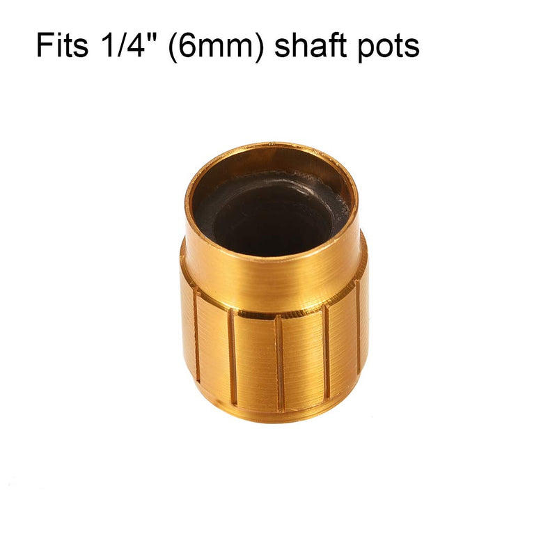 [Australia - AusPower] - uxcell 5pcs Potentiometer Knob Cover Cap Gold Tone Aluminum 6mm Shaft Dia. Rotary Knob 13mm Dia. X 17mm Height Volume Control Knob 
