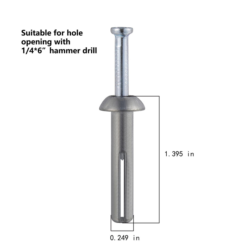 [Australia - AusPower] - 1/4x1-1/4"Hammer Drive Nail in Anchor (50 per Box) cement hammering anchors 1/4x1-1/4" Zinc alloy 50 
