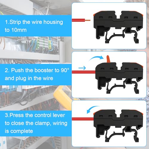 Pack of 40 DIN Rail Terminals, 0.08-4 mm² PCT-211 DIN Rail Terminals, Terminal Block Terminal Block Kit, Quick Wiring Electrical Terminal Block for Automation Projects, DIY Projects
