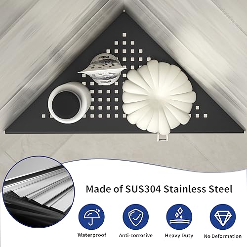 Corner Shower Shelves 10'', Grout in Shelf, Matte Black 10"- 1 Pack