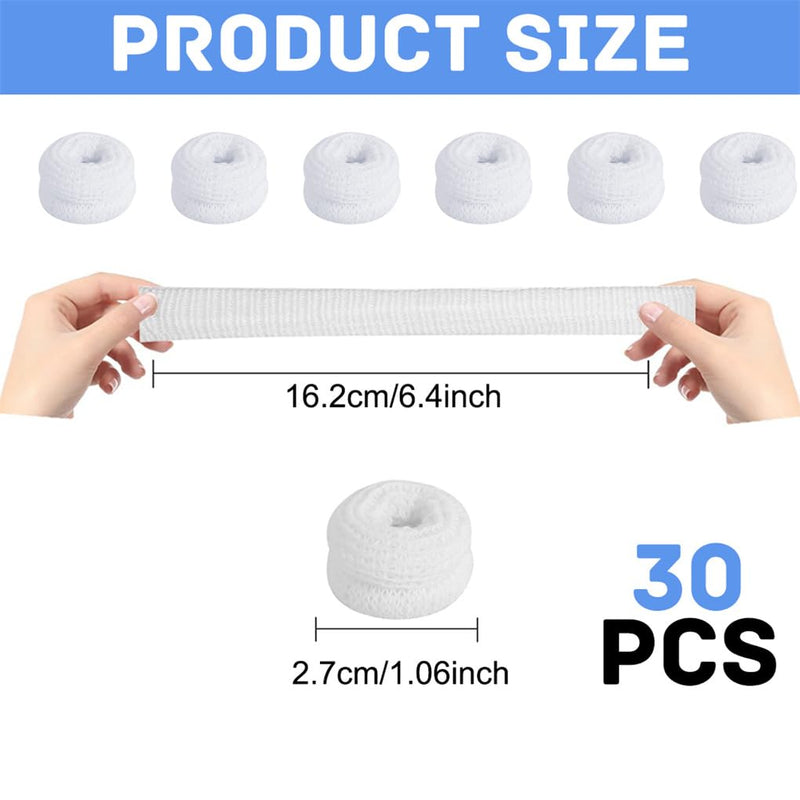 [Australia - AusPower] - Finger Bandages 30pcs Bobs Thumb Bandage Finger Bandage Tubular White Cotton Finger Cots Finger Stall for Work Kitchen Finger Protection 