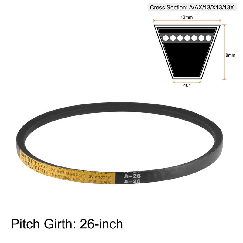 [Australia - AusPower] - uxcell A26 Drive V-Belts 26" Pitch Length 13mm Width 8mm Thick JIS Standard A-Section Rubber Drive Transmission Belt 2pcs 26" 