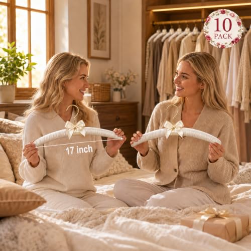 No Bump Satin Padded Clothes Hangers for Sweaters, Women Clothing, 10 Pack Light Taupe